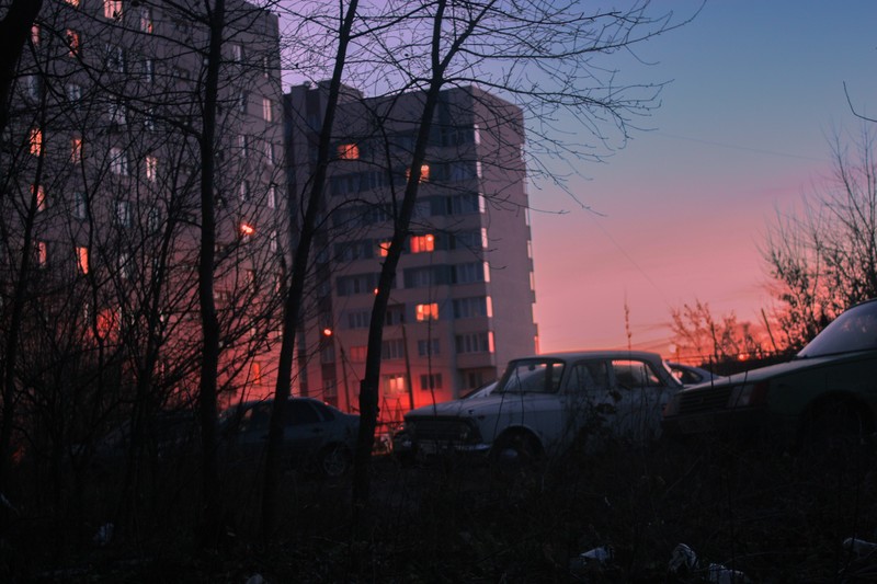 night, city, dark, cigarettes, building, Russia
