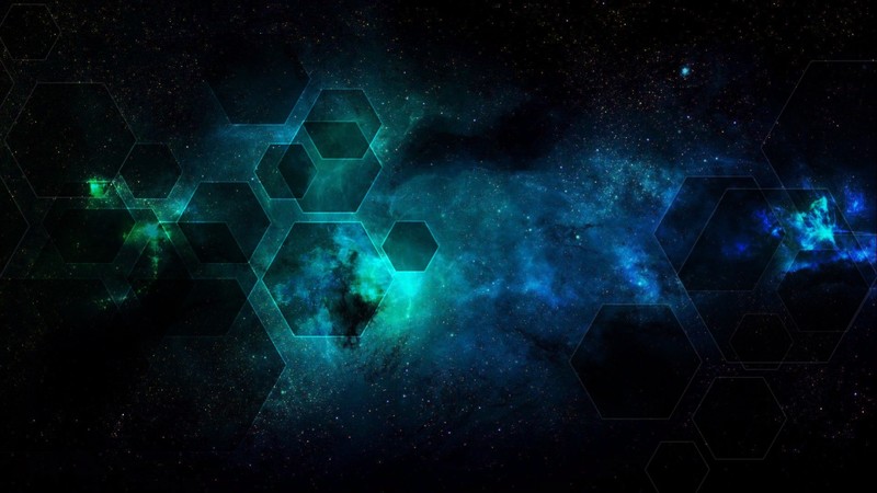 space, geometry, stars, cyan, blue