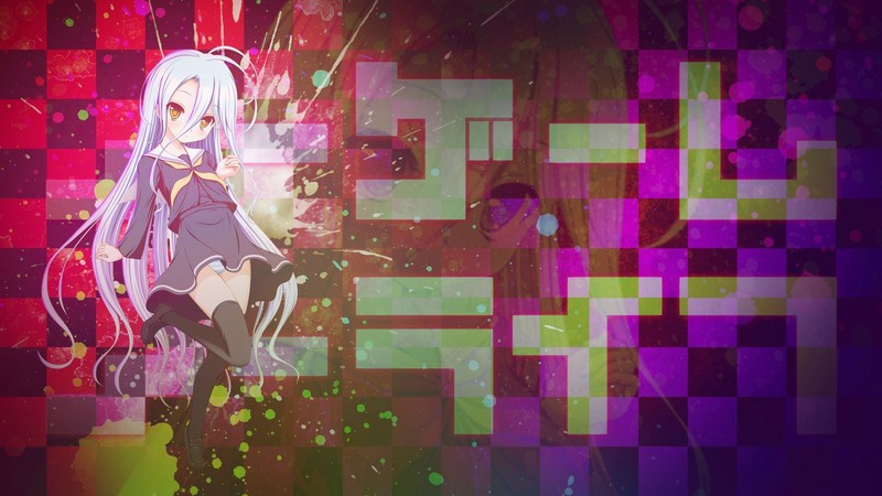 anime, anime girls, white skin, purple dresses, purple, No Game No Life, Shiro (No Game No Life), white hair, artwork