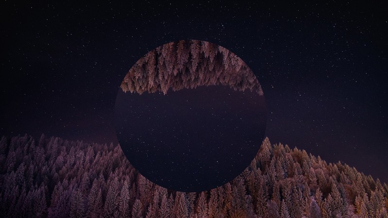 mountains, dark, abstract, sky, digital art, stars