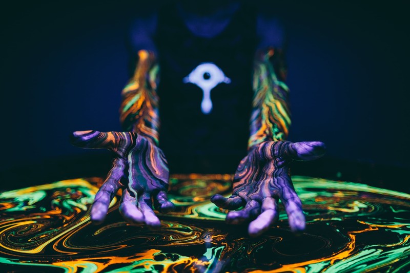 abstract, colorful, hands, dark