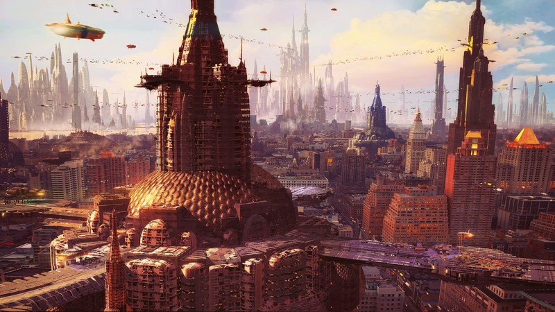artwork, futuristic city, science fiction, digital art, concept art, cityscape, futuristic