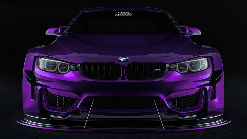 bmw, car, sportscar, purple, front view, 4k