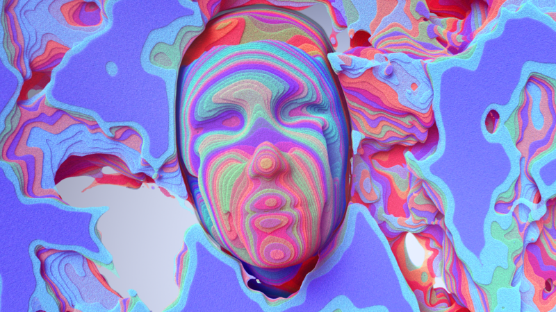 abstract, 3D, face, texture, violet, pink