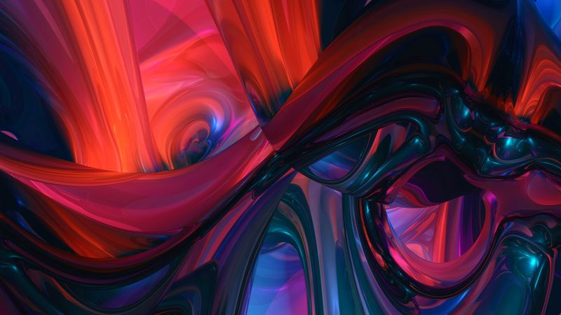 fractal, wavy, tangled, colorful, abstraction, 4k