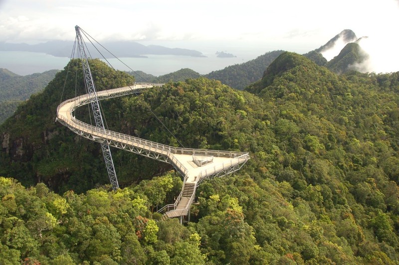 nature, landscape, photography, bridge, trees, forest, hill, mist, Asia, Malaysia, sea