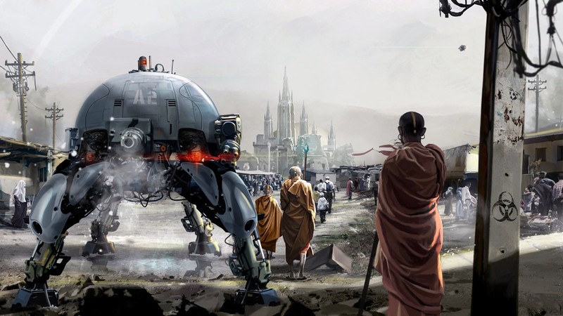 science fiction, digital art, artwork, futuristic, robot