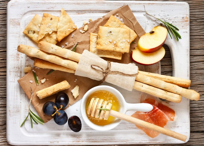 food, fruit, bacon, apples, bread