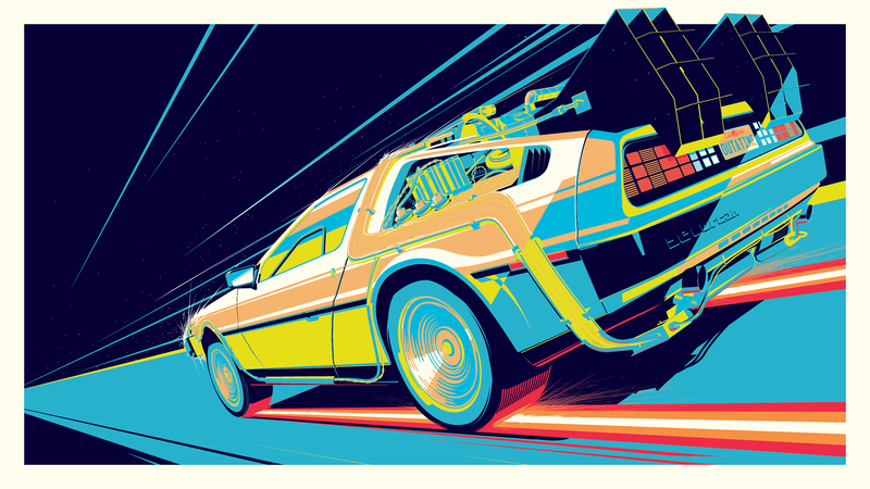 DMC DeLorean, car, Back to the Future, dutch tilt