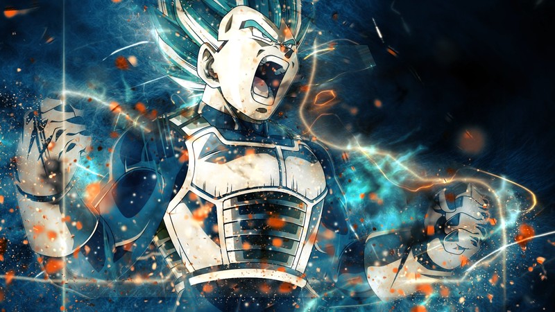 Dragon Ball, Dragon Ball Super, Vegeta, Super Saiyajin Blue, super sayan blue, artwork