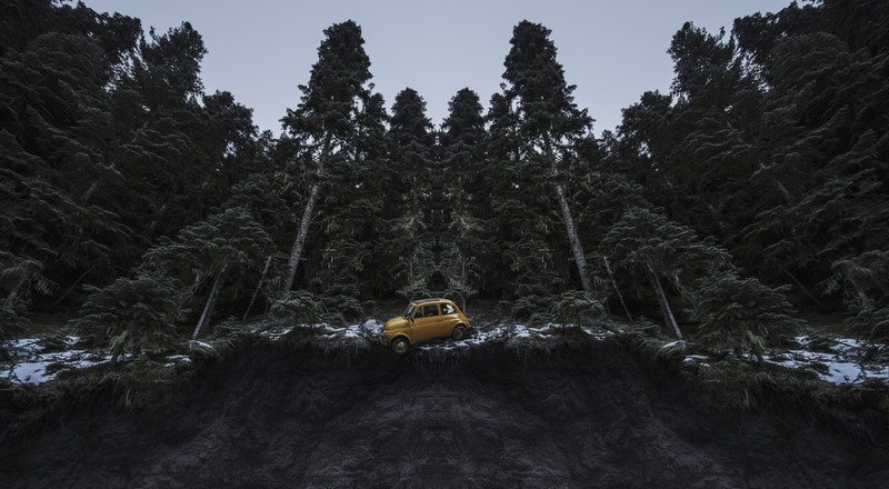 car, 500px, dark, trees, yellow cars