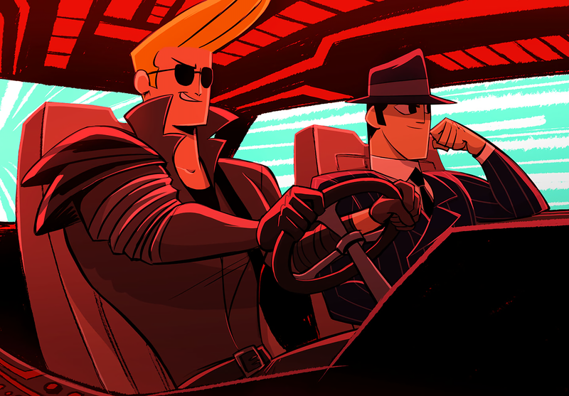cartoon, Johnny Bravo, Samurai Jack, red