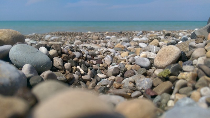 beach, stones, sea, horizon