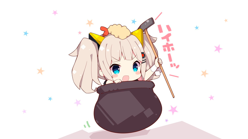anime, anime girls, manga, stars, blonde, white hair, simple background, white background, chibi, Kaguya Luna, Virtual Youtuber