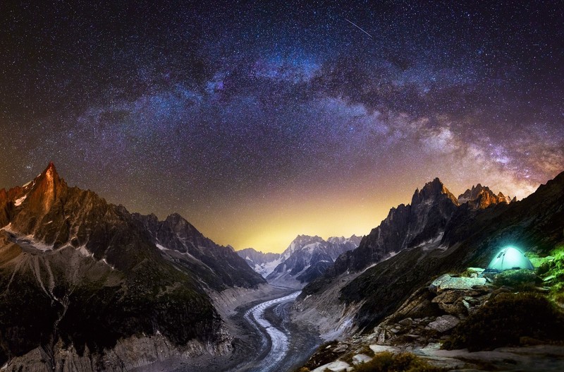 nature, night, sky, stars, landscape, mountains
