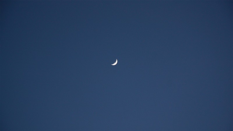 Moon, sky, minimalism, blue background