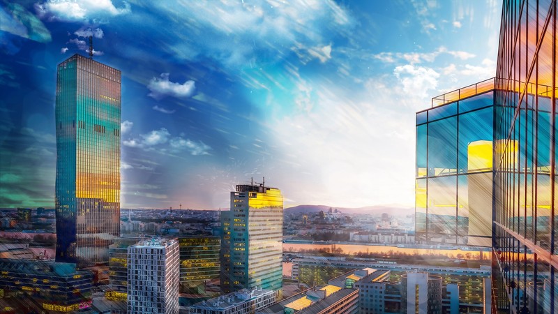 cityscape, blue, sky