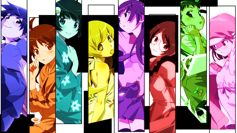 anime, anime girls, Monogatari Series, white skin, Oshino Shinobu, Hachikuji Mayoi, Senjougahara Hitagi, Hanekawa Tsubasa, Sengoku Nadeko, Kanbaru Suruga, Tsukihi Araragi, fan art