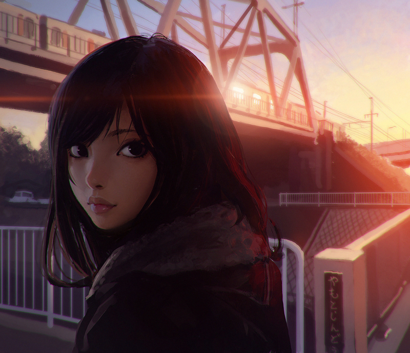 anime, anime girls, black eyes