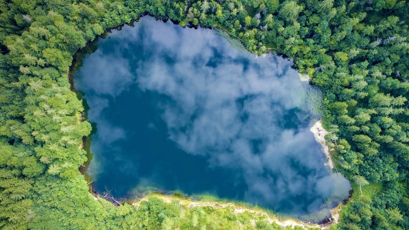 nature, landscape, water, clouds, lake, aerial view, Austria, trees, forest, reflection, Alps