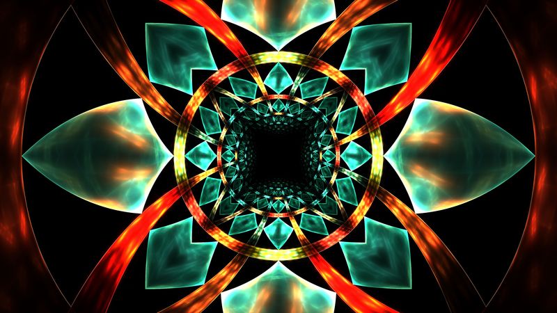 fractal, pattern, geometric, glow, abstract, 4k