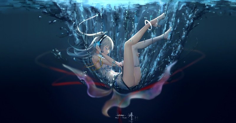 anime girls, anime, water