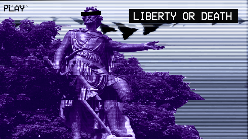 quote, statue, glitch art, vaporwave, liberty