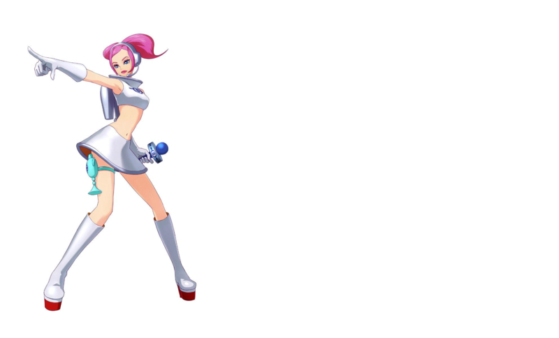 anime girls, miniskirt, pink hair, simple background