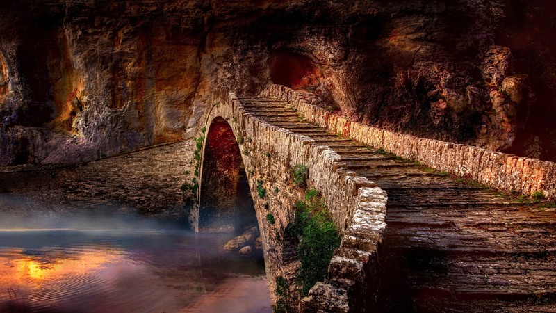water, stones, bridge