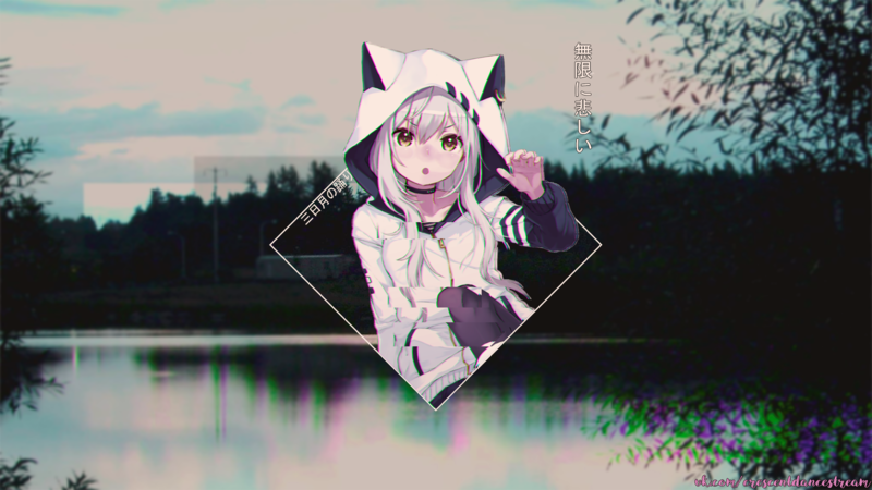 anime girls, anime vectors, picture-in-picture, blurred