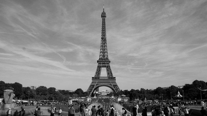 Eiffel Tower, Paris, France, monochrome