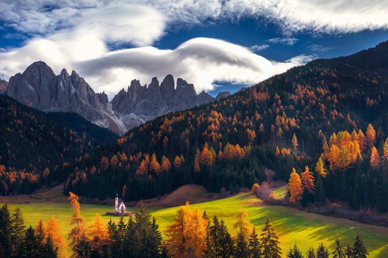 mountains, landscape, nature, sky, blue, fall