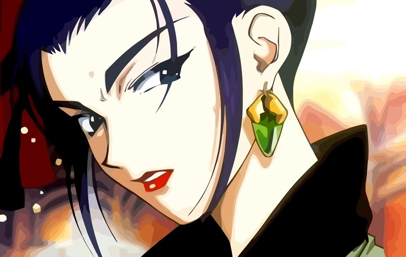 anime, anime girls, Cowboy Bebop, Faye Valentine, white skin, purple hair, blue eyes