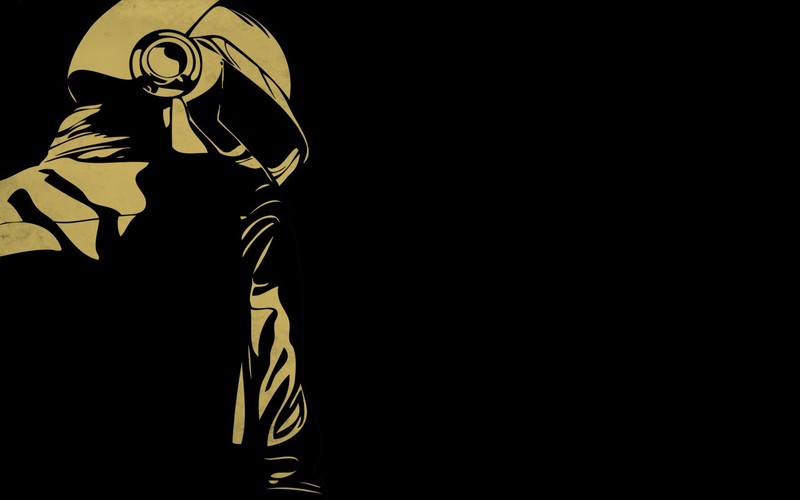 Daft Punk, black, minimalism, helmet, simple, black background