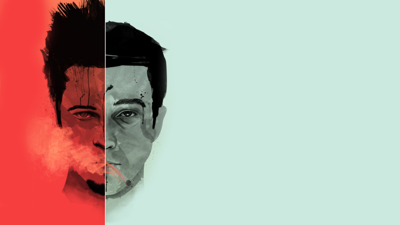 Fight Club, Tyler Durden, movies, artwork, Edward Norton, Brad Pitt, frontal view