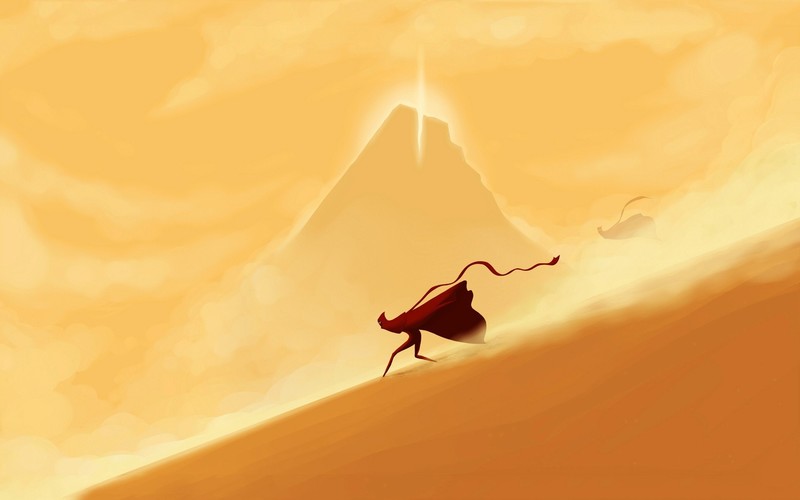 Journey (game), yellow, video games, sky, dunes