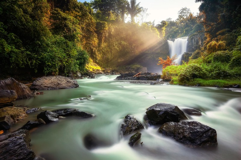 river, waterfall, long exposure, nature, water