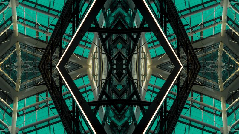 architecture, construction, symmetry, geometry, mirror, 4k