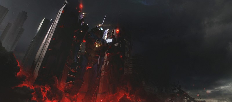 Neon Genesis Evangelion, EVA Unit 01, anime, dark, sky, red