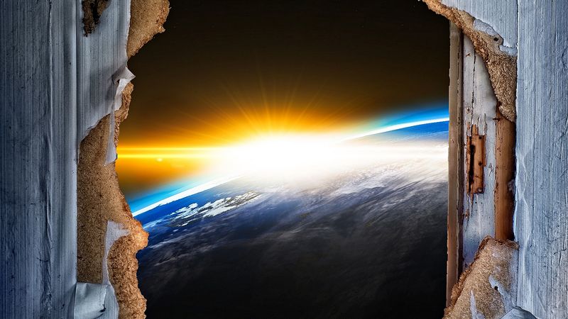 door, space, view, flash, shine, 4k