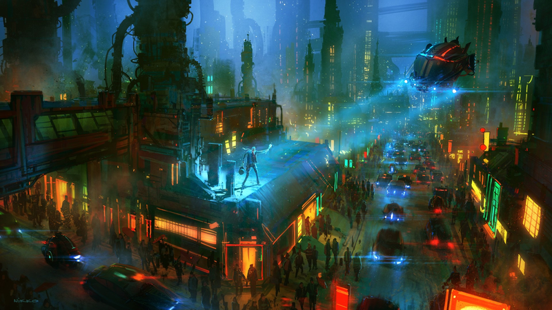 vehicle, digital art, science fiction, building
