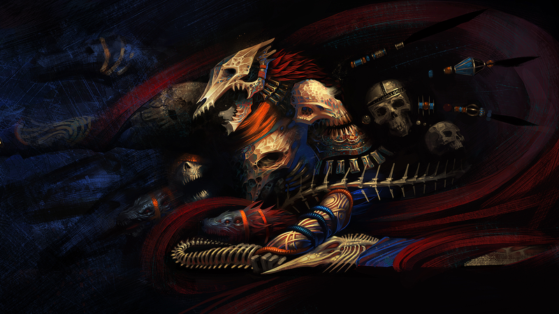 digital art, skeleton, skull, bones, warrior, fantasy art, dark fantasy