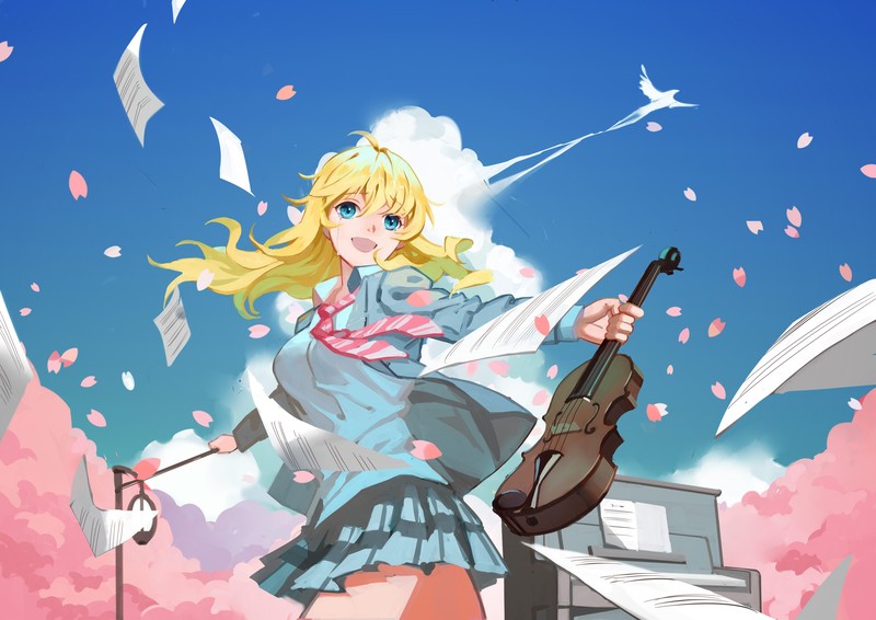 Shigatsu wa Kimi no Uso, anime girls, Miyazono Kaori