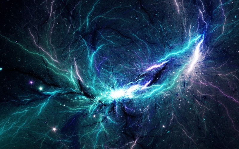 nebula, digital art, digital lighting, cyan
