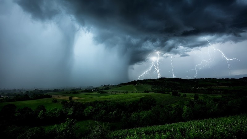 landscape, storm, clouds, rain