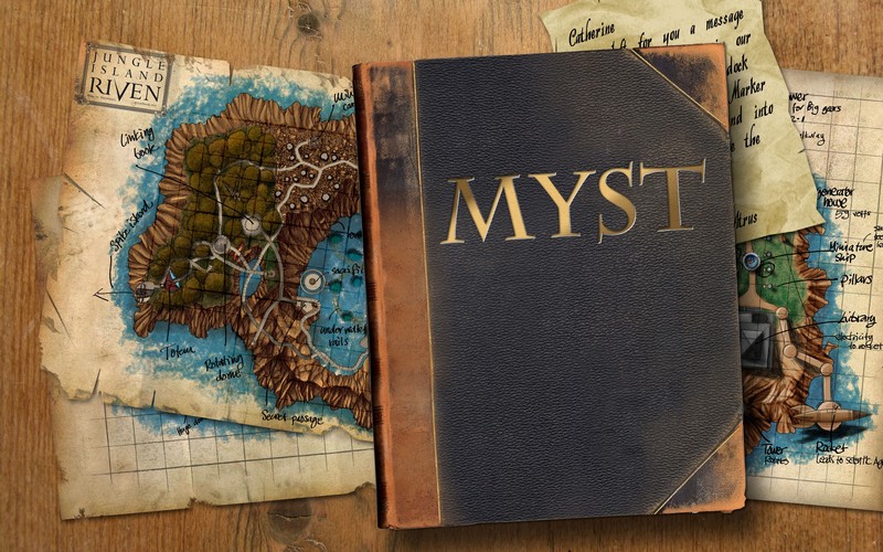 Myst, books, map, artwork, video games