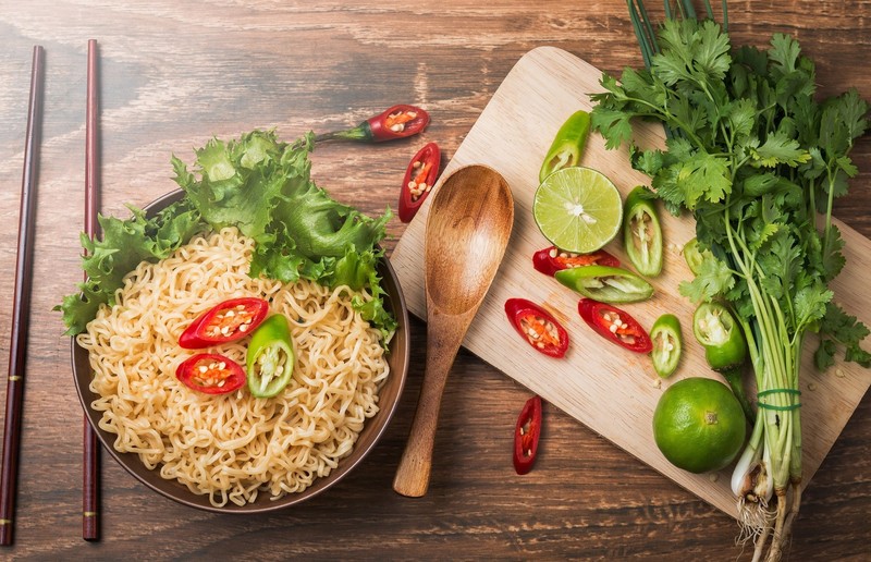 food, vegetables, noodles