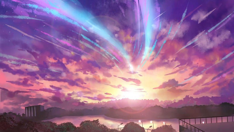 landscape, anime, colorful, sky, sunlight
