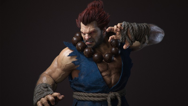 3D, render, necklace, redhead, men, Street Fighter, Akuma, robes