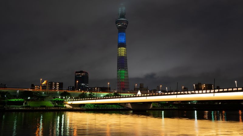 tower, buildings, night city, architecture, lights, 4k